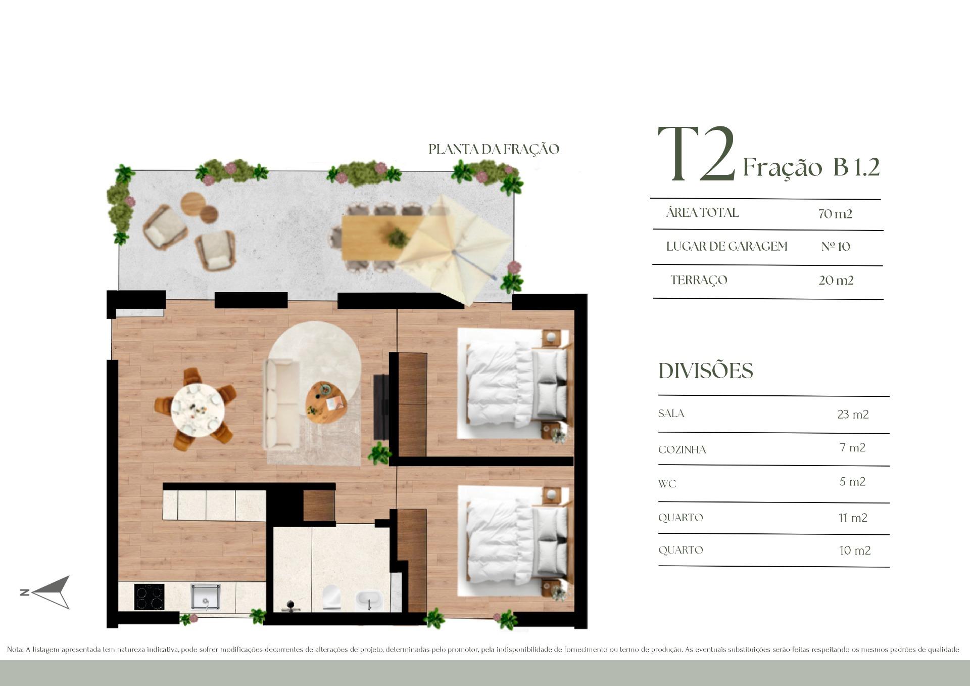 T2 moderno com terraço de 20 m2 em Campanhã